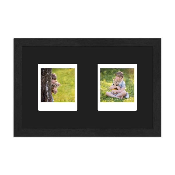 Bilderrahmen H950 Klassisch schmal mit Passepartout schwarz für 2 Instax Square